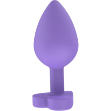 Plug anal TOYJOY Anal Play Booty Sweethearts, cu mesaj „Secret Entrance” pe baza în formă de inimă, diametru 3.5 cm, mov