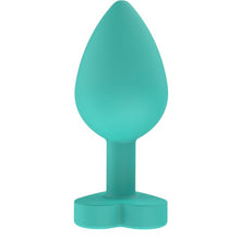 Plug anal TOYJOY Anal Play Booty Sweethearts, cu mesaj „Your Ass is Mine” pe baza în formă de inimă, diametru 3.5 cm, verde