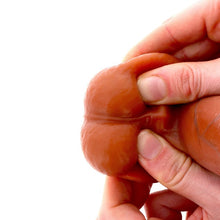 Dildo TOYJOY Get Real Foreskin Dildo, realist cu testicule, bază cu ventuză, compatibil cu hamuri strap-on, 20 cm, culoare caramel