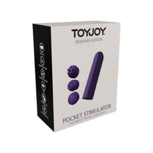 Stimulator clitoris TOYJOY Designer Pocket Stimulator, cu 3 capete interschimbabile, 12 funcții de vibrație, silențios, mov