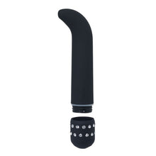 Vibrator pentru punctul G TOYZ4LOVERS G-Diamonds Curve, design cu strasuri, cu vibrații multiple, 15.2 cm, negru (00904383)