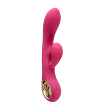 Vibrator rabbit TOYZ4LOVERS Handy G-Double Touch Grip, pentru clitoris și punctul G, 10 funcții de vibrație, 18.8 cm, roz cu auriu