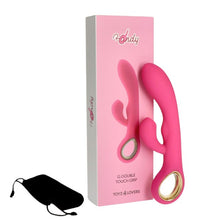 Vibrator rabbit TOYZ4LOVERS Handy G-Double Touch Grip, pentru clitoris și punctul G, 10 funcții de vibrație, 18.8 cm, roz cu auriu