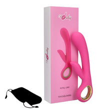 Vibrator rabbit TOYZ4LOVERS Handy Petal Grip, pentru clitoris și punctul G, 10 funcții de vibrație, 18.8 cm, roz cu auriu