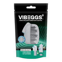 Masturbator 2 în 1 VIBEGGS Ribs Delight, efect autolubrifiant, vibrator bullet inclus, utilizat și ca stimulator clitoris, gri