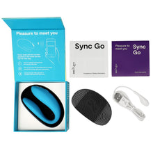 Vibrator dublu WE VIBE Sync Go, pentru stimularea clitorisului și punctului G, control prin aplicație, 9 funcții de vibrație, turcoaz