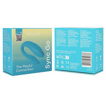 Vibrator dublu WE VIBE Sync Go, pentru stimularea clitorisului și punctului G, control prin aplicație, 9 funcții de vibrație, turcoaz
