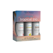 Set 3 lubrifianți WICKED Simply Tropical Trio, formulă inovatoare pe bază de apă, cu arome de guava, ananas și cocos, 3 x 30 ml
