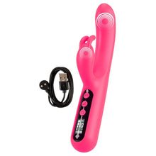 Vibrator dublu YOU2TOYS Pink Sunset Rabbit Vibrator, cu display digital, 10 funcții de vibrație, 4 viteze, culoare roz