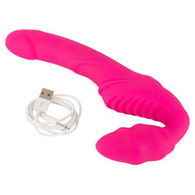 Vibrator dublu YOU2TOYS Strapless Strap-On 2, strap-on fără ham, 9 funcții de vibrație, rezistent la apă, lungime 21.8 cm, roz