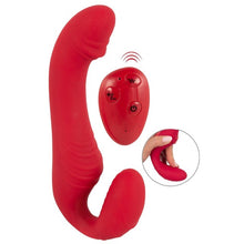 Vibrator dublu YOU2TOYS Strapless Strap-On 3, strap-on fără ham, control prin telecomandă, 9 funcții de vibrație, 19.1 cm, roșu