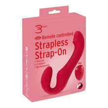 Vibrator dublu YOU2TOYS Strapless Strap-On 3, strap-on fără ham, control prin telecomandă, 9 funcții de vibrație, 19.1 cm, roșu