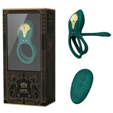 Inel vibrator pentru penis ZALO BAYEK, control prin telecomandă, 8 funcții de vibrație, din silicon moale, verde smarald