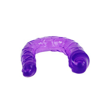 Dildo dublu BAILE Double Dong, pentru penetrare dublă, din material flexibil, lungime 29 cm, mov transparent