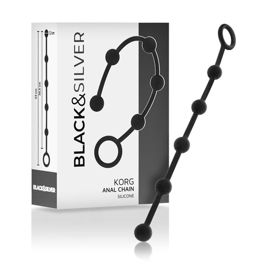 Rozariu Anal BLACK&SILVER - KORG pentru incepatori, 21 cm