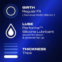 Prezervative cu striatii Durex Mutual Climax, regular fit, cu efect de stimulare clitoridiana si intarziere ejaculare, 56 mm, 1 cutie x 12 buc