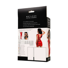 Rochie sexy GLOSSY Wetlook BESSIE, design cu corset frontal și capse, din material lucios, culoare roșu, mărime M (955051-M)