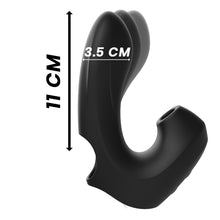 Vibrator IBIZA Thimble Finger Clit Stimulator & Vibrator, cu stimulare dubla, 10 functii de aspirare clitoridiana, 10 functii de vibratie, negru