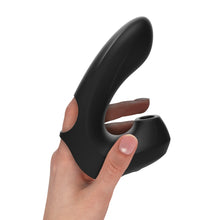Vibrator IBIZA Thimble Finger Clit Stimulator & Vibrator, cu stimulare dubla, 10 functii de aspirare clitoridiana, 10 functii de vibratie, negru