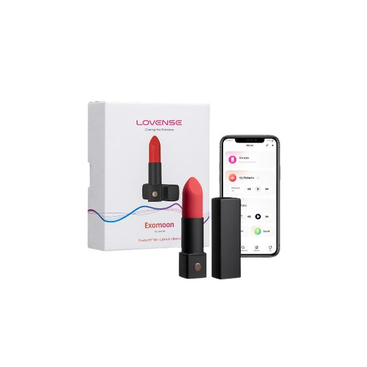 Vibrator bullet LOVENSE - EXOMOON, control prin aplicatie, 10 moduri presetate, selectabile direct de pe dispozitiv, culoarea negru si rosu, 11.50 cm