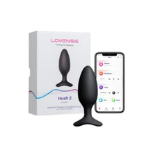 Plug anal LOVENSE - HUSH 2, control prin aplicatie, cu 10 functii de vibrare, 5.72 cm, culoarea negru(mare)
