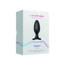 Plug anal LOVENSE - HUSH 2, control prin aplicatie, cu 10 functii de vibrare, 5.72 cm, culoarea negru(mare)
