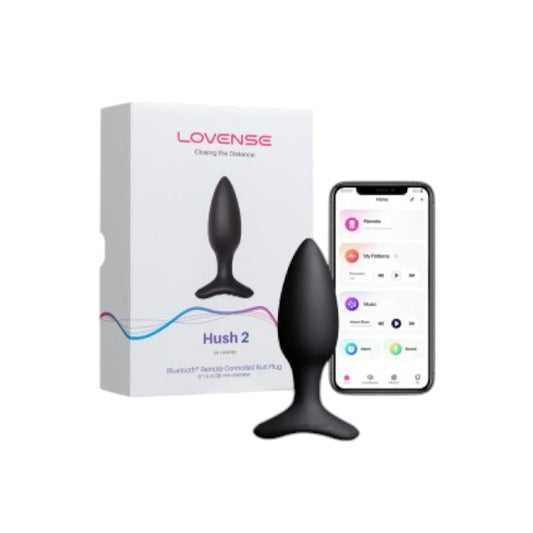 Plug anal LOVENSE - HUSH 2, control prin aplicatie, cu 10 functii de vibrare, 2.54 cm, culoarea negru(mic)