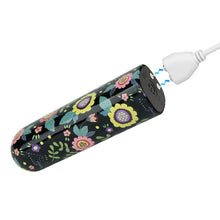 Vibrator tip Bullet LoveToy - Diana Massager, pentru stimularea clitorisului, negru cu flori