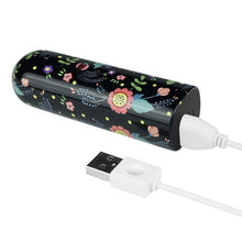 Vibrator tip Bullet LoveToy - Diana Massager, pentru stimularea clitorisului, negru cu flori