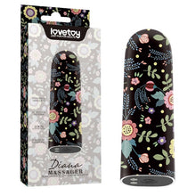 Vibrator tip Bullet LoveToy - Diana Massager, pentru stimularea clitorisului, negru cu flori