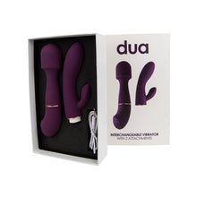 Vibrator LovingJoy - DUA, doua accesorii interschimbabile, silicon, roz, Rabbit - 21 x 4.25 cm / Wand - 19 x 4.75 cm