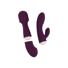 Vibrator LovingJoy - DUA, doua accesorii interschimbabile, silicon, roz, Rabbit - 21 x 4.25 cm / Wand - 19 x 4.75 cm
