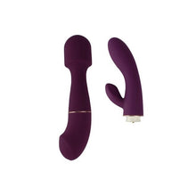 Vibrator LovingJoy - DUA, doua accesorii interschimbabile, silicon, roz, Rabbit - 21 x 4.25 cm / Wand - 19 x 4.75 cm