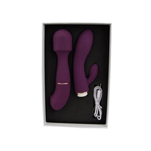 Vibrator LovingJoy - DUA, doua accesorii interschimbabile, silicon, roz, Rabbit - 21 x 4.25 cm / Wand - 19 x 4.75 cm