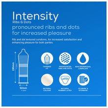 Prezervative cu puncte si striatii PASANTE Intensity, cutie x 12 buc