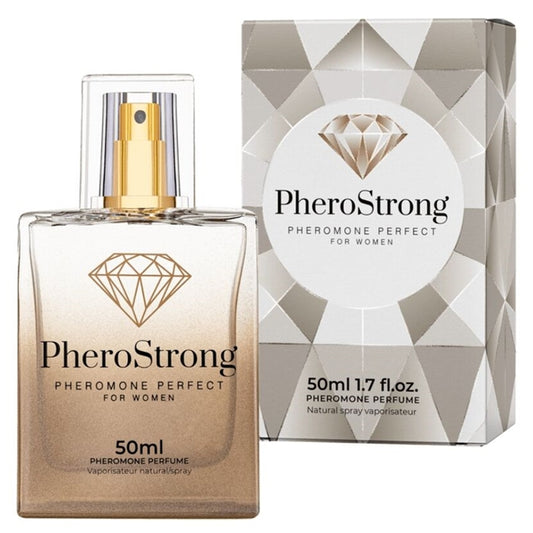 Parfum cu feromoni PHEROSTRONG Perfect, pentru femei, note de litchi, trandafir și ambră, 50 ml (crem)