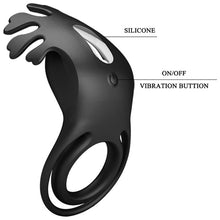 Inel vibrator pentru penis PRETTY LOVE - RUBEN, din silicon, negru, 7 functii de vibrare