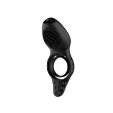Inel pentru penis B-SERIES Penis Ring Licking Vibrations, cu telecomandă și stimulator cu funcție de simulare sex oral, negru