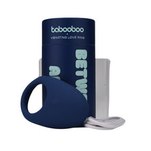 Inel vibrator pentru penis TABOOBOO Between You and Me, din silicon cu striații, rezistent la apă, albastru