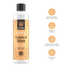 Ulei de masaj TANTRAS Tropical Sun, cu vitamina E și uleiuri naturale, aromă de citrice și lavandă, 150 ml (galben)