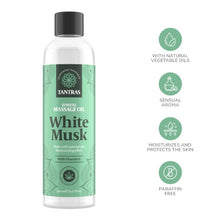Ulei de masaj TANTRAS White Musk, cu vitamina E și uleiuri naturale, aromă de iasomie, santal și vanilie, 150 ml (verde)