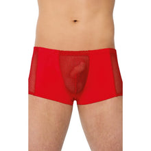 Boxeri sexy SOFTLINE Shorts 4515, lenjerie erotică pentru bărbați cu secțiune frontală din plasă, culoare roșu, mărime XL