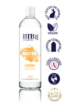 Lubrifiant alunecos, BTB WATER Warm Feeling, pe baza de apa, senzatie de incalzire, 250 ml