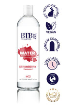 Lubrifiant alunecos, BTB WATER Strawberry, pe baza de apa, cu aroma de Capsuni, 250 ml