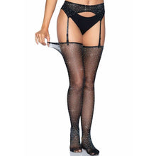 Dresuri cu portjartier si strasuri, Leg Avenue, model 1950, negru, marime universala