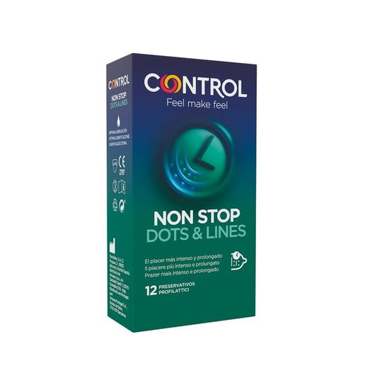 Prezervative cu striatii, CONTROL NONSTOP Points & Stripes, efect de intarziere ejaculare, 1 cutie x 12 buc