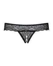 Chilot tanga sexy Obsessive Miamor Crotchless Thong, S/M, negru