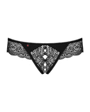 Chilot tanga sexy Obsessive Miamor Crotchless Thong, S/M, negru