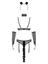Costum sexy de pisicuță OBSESSIVE Catwoman, pentru jocuri erotice și roleplay, negru, mărime S/M (836-CST-1)