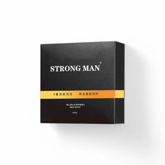 Șervețele STRONG MAN Wipes, pentru întârzierea ejaculării, cu ingrediente naturale, acțiune rapidă, 10 bucăți